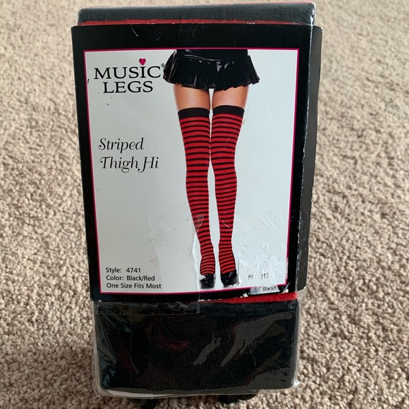 Accessories Music Legs Red Black Striped Thigh High Poshmark
